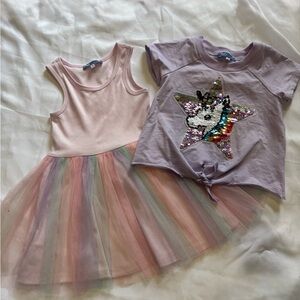 Truly Me Two-fer Pastel Dress and Unicorn shirt Set